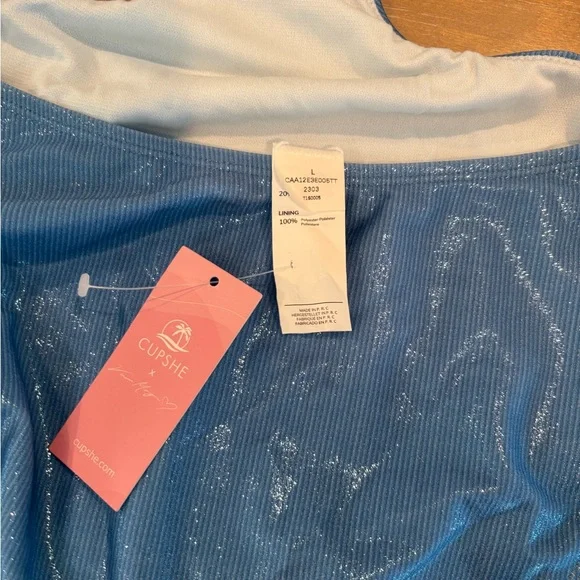 Blue Shimmer cut out One Piece Swimsuit L - Picture 5 of 5